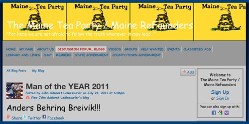 Maine Tea Party - Breivik