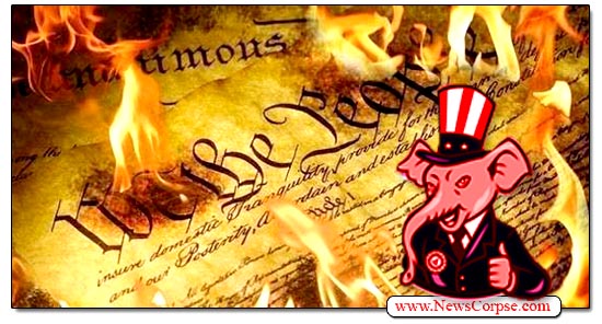 Republicans burning the Constitution