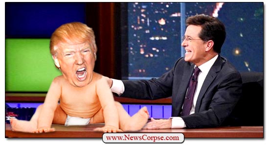 Stephen Colbert and Donald Trump baby