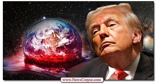 Donald Trump with Earth, Globe, warming, climate change