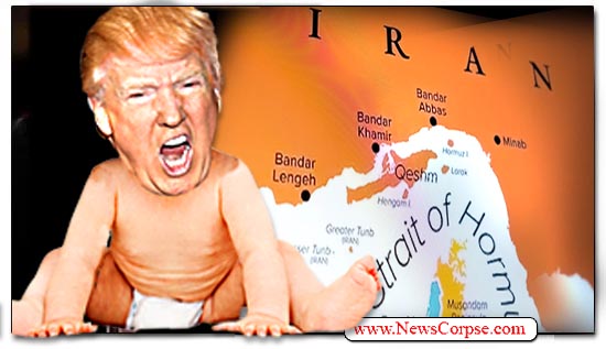 Trump baby with Iran map